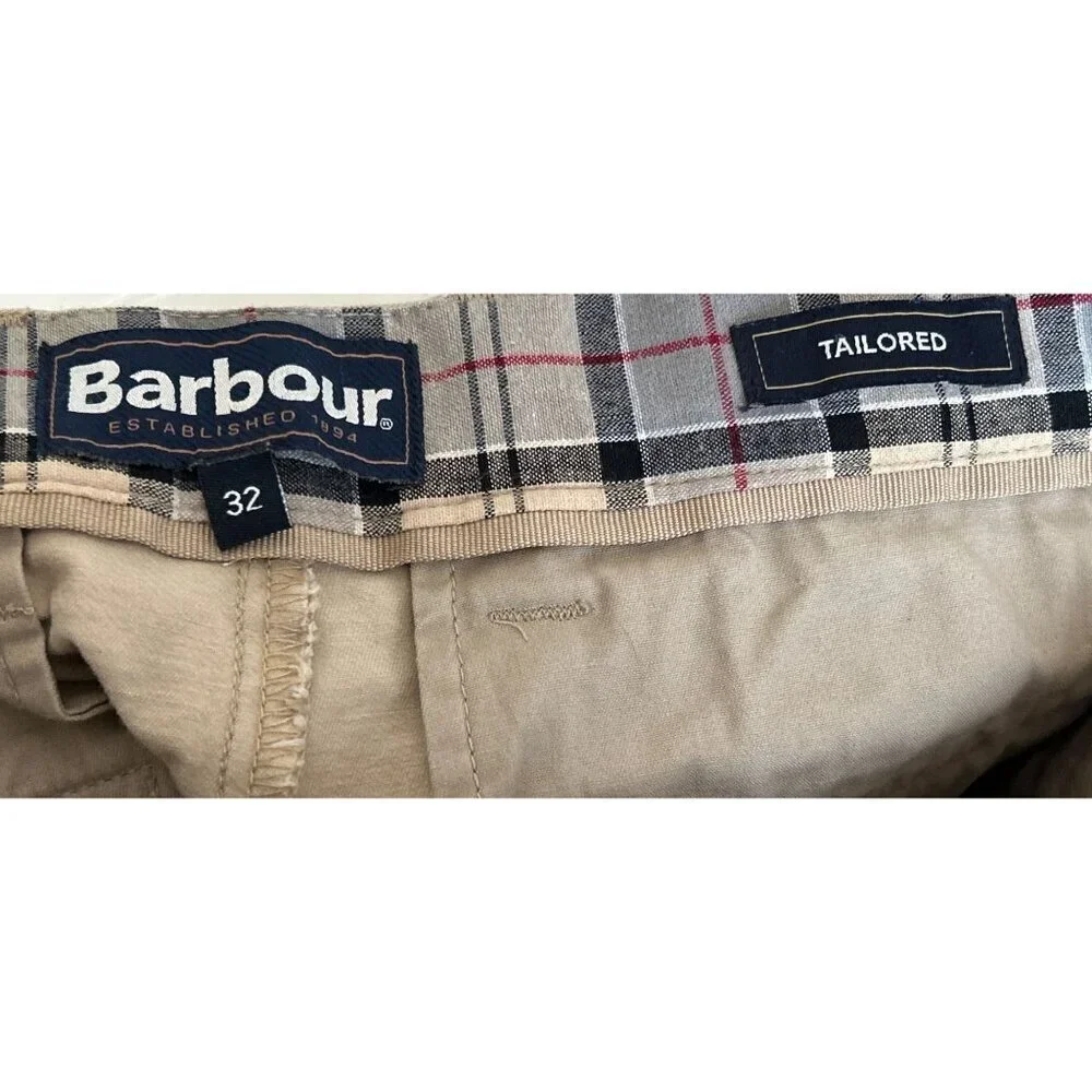 BARBOUR Tailored Casual Pants Cotton Chino Khaki Beige Size 32/24